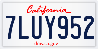 CA license plate 7LUY952