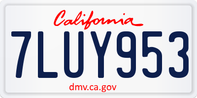 CA license plate 7LUY953