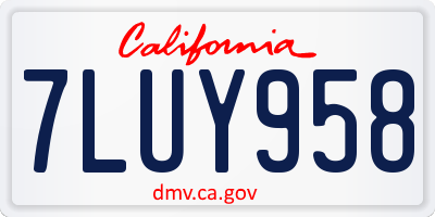 CA license plate 7LUY958