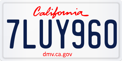 CA license plate 7LUY960