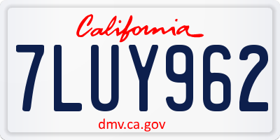 CA license plate 7LUY962