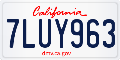 CA license plate 7LUY963