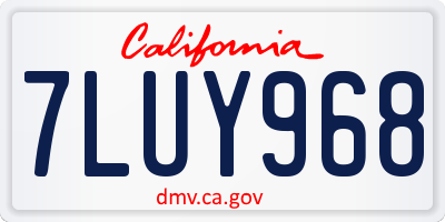 CA license plate 7LUY968