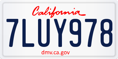 CA license plate 7LUY978