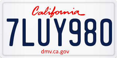 CA license plate 7LUY980