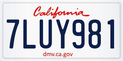 CA license plate 7LUY981