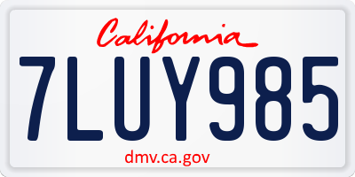 CA license plate 7LUY985