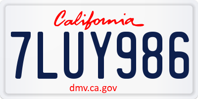 CA license plate 7LUY986