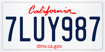 CA license plate 7LUY987