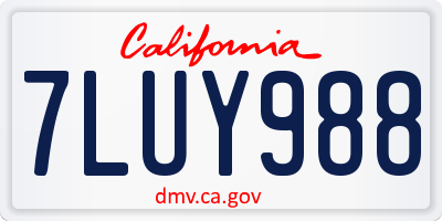 CA license plate 7LUY988