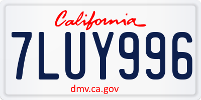 CA license plate 7LUY996