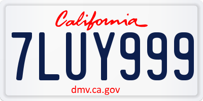 CA license plate 7LUY999