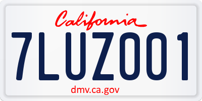 CA license plate 7LUZ001