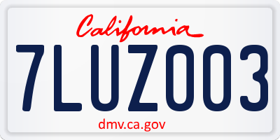 CA license plate 7LUZ003