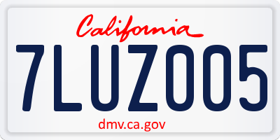 CA license plate 7LUZ005