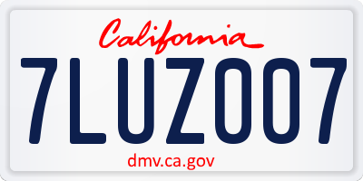 CA license plate 7LUZ007