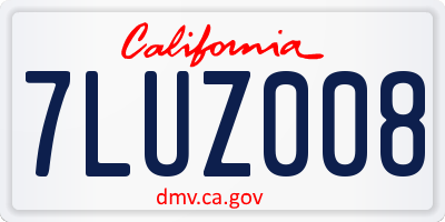 CA license plate 7LUZ008
