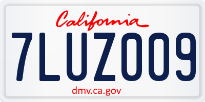 CA license plate 7LUZ009