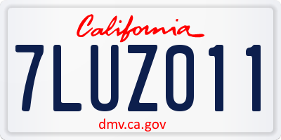 CA license plate 7LUZ011