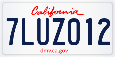 CA license plate 7LUZ012