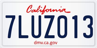CA license plate 7LUZ013