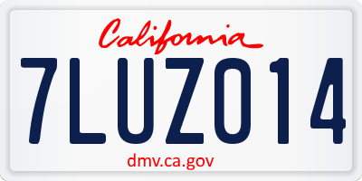 CA license plate 7LUZ014