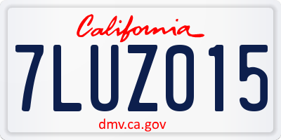 CA license plate 7LUZ015