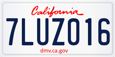 CA license plate 7LUZ016