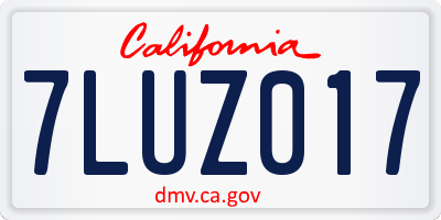 CA license plate 7LUZ017