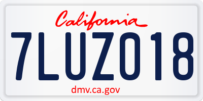CA license plate 7LUZ018