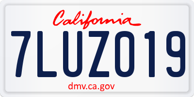 CA license plate 7LUZ019