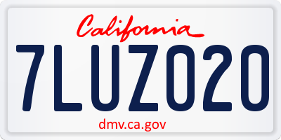 CA license plate 7LUZ020