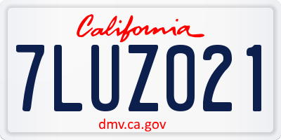CA license plate 7LUZ021
