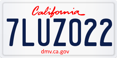 CA license plate 7LUZ022