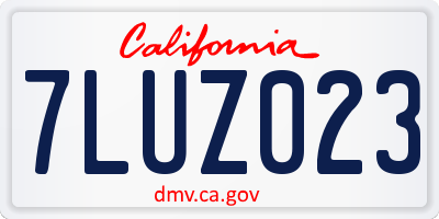 CA license plate 7LUZ023