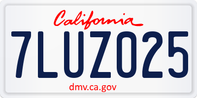 CA license plate 7LUZ025