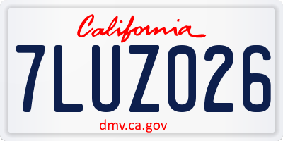 CA license plate 7LUZ026