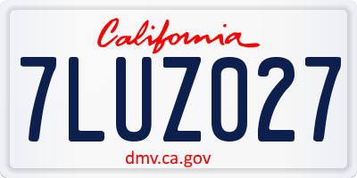 CA license plate 7LUZ027