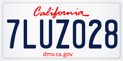 CA license plate 7LUZ028