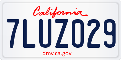 CA license plate 7LUZ029