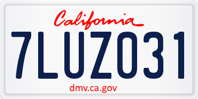 CA license plate 7LUZ031