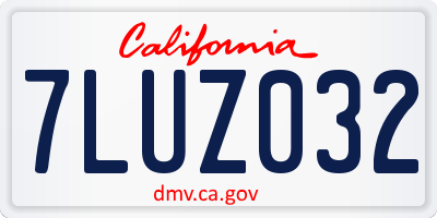 CA license plate 7LUZ032