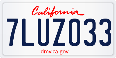 CA license plate 7LUZ033