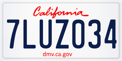 CA license plate 7LUZ034