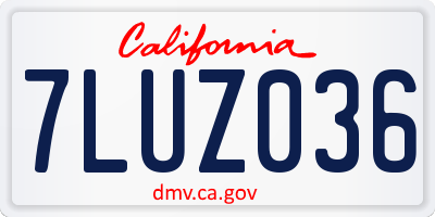 CA license plate 7LUZ036