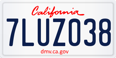 CA license plate 7LUZ038