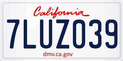 CA license plate 7LUZ039
