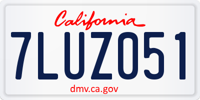 CA license plate 7LUZ051