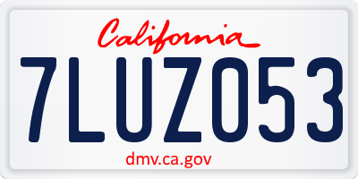 CA license plate 7LUZ053