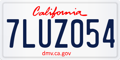 CA license plate 7LUZ054